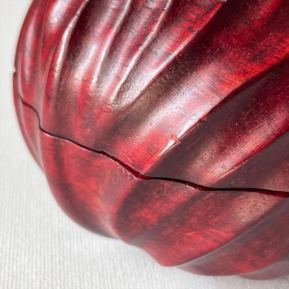 Vintage Hand Carved Cabbage Rosewood Trinket Box Natural Solid Wood Decor - Picture 10 of 11